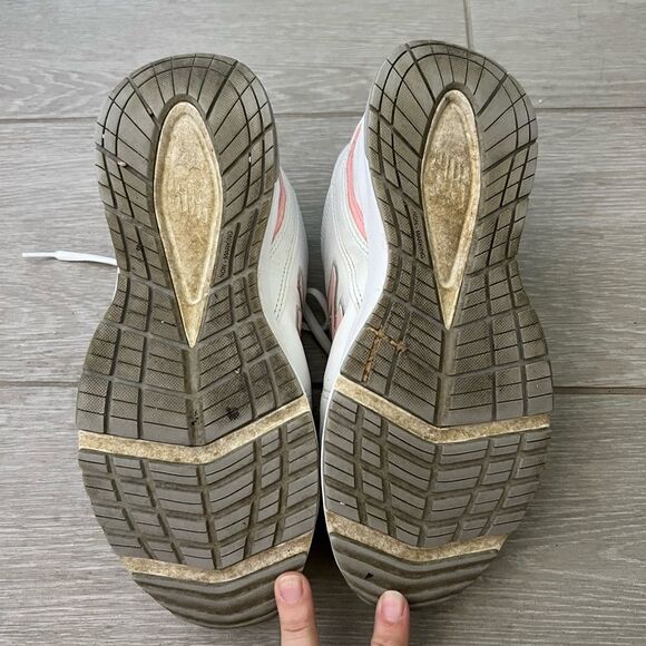 NEW BALANCE 608 WOMENS ATHLETIC SNEAKERS 9 WHITE LEATHER WALKING DAD SHOES PINK - Picture 9 of 9